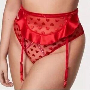 Victoria's Secret Dream Angels Emb. Heart Garter Belt Skirt/Apron *Red* Size M/L